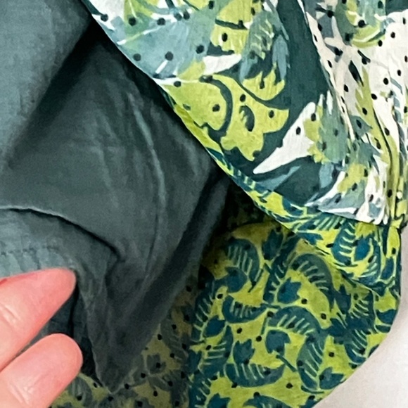 DKNY JEANS Smocked Sheer Lined Botanical Pattern Blouse - S - Picture 8 of 11